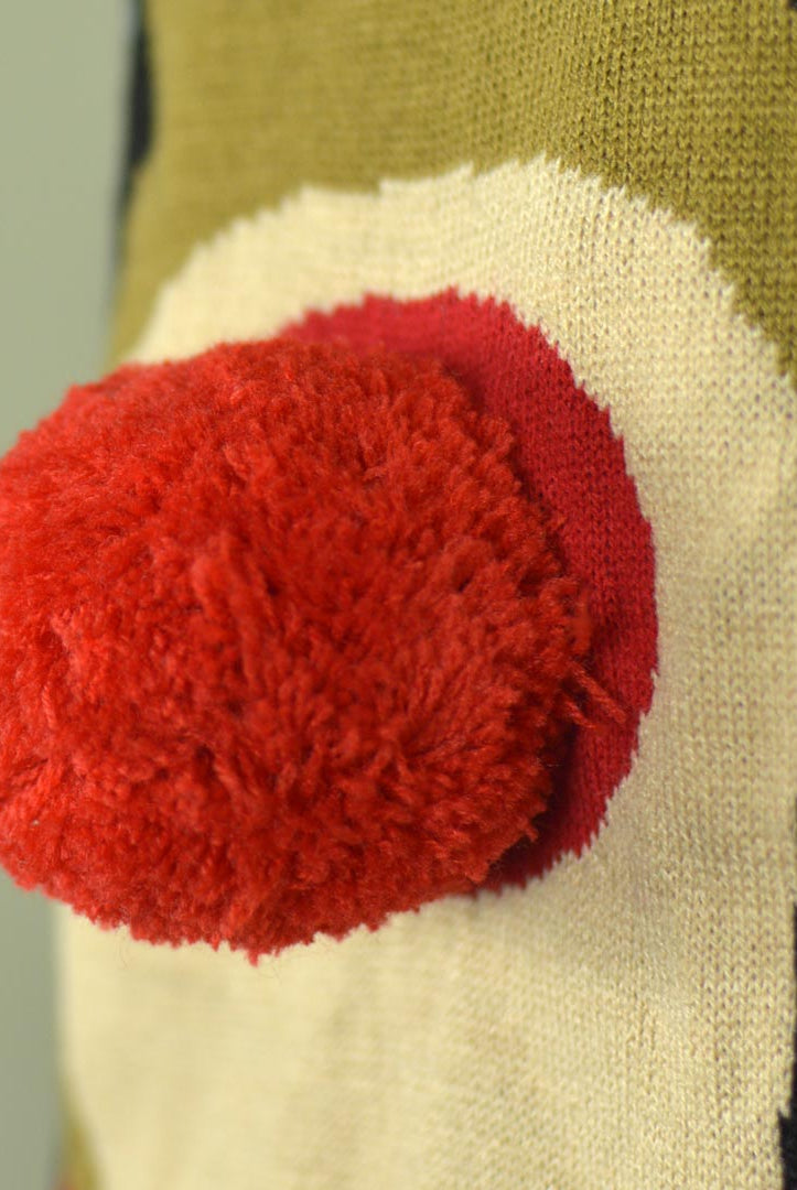 3D Herren Weihnachtspullover Blau Rentier Rudolph mit Roter Nase