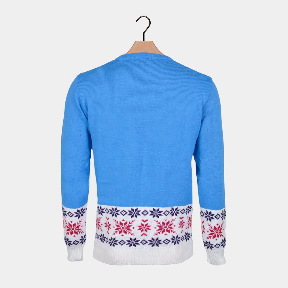 Kinder Weihnachtspullover Blau mit Rentier Schnee