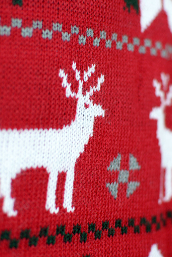 Damen Rot Sternen Rentieren Weihnachtsbäumen Weihnachtspullover
