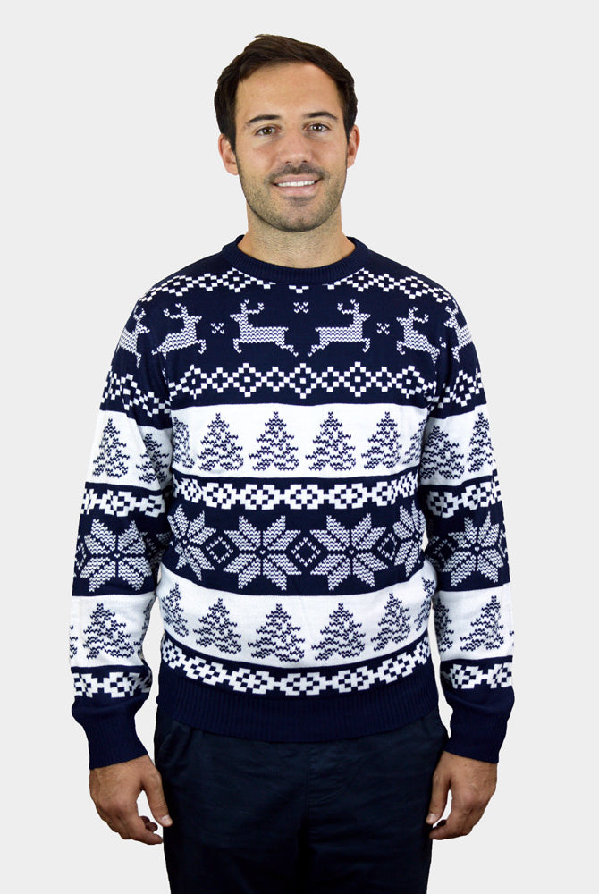 Damen Weihnachtspullover Blau Nordpol Herren
