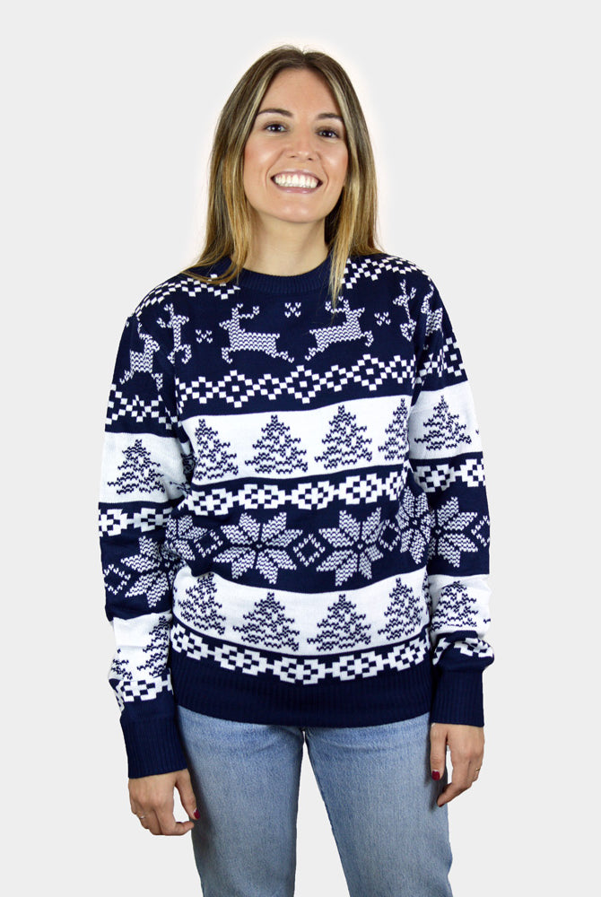Damen Weihnachtspullover Blau Nordpol