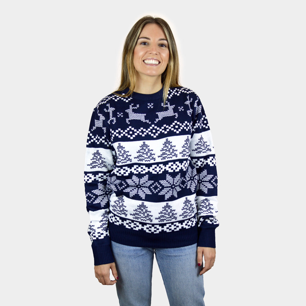 Damen Weihnachtspullover Blau Nordpol