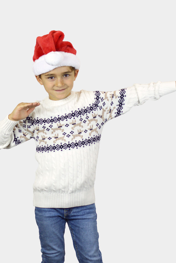 Damen Weihnachtspullover Elegant Weiß "Alaska" Kinder