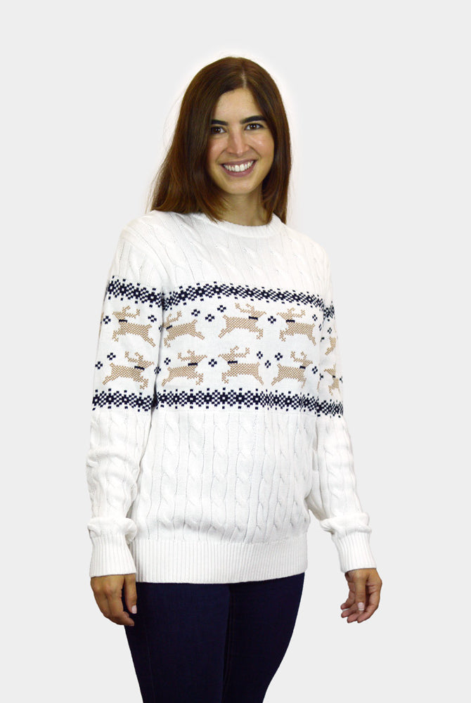 Damen Weihnachtspullover Elegant Weiß "Alaska"