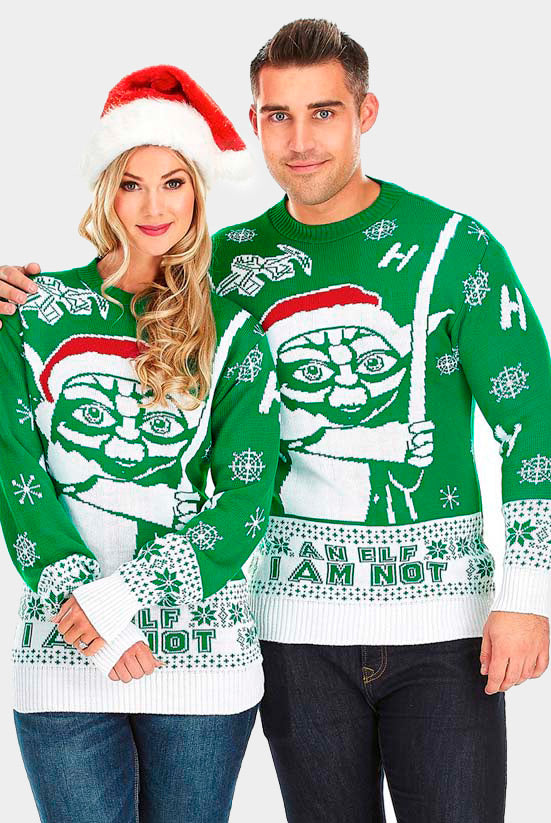 Damen Weihnachtspullover I am Not an Elf Paar