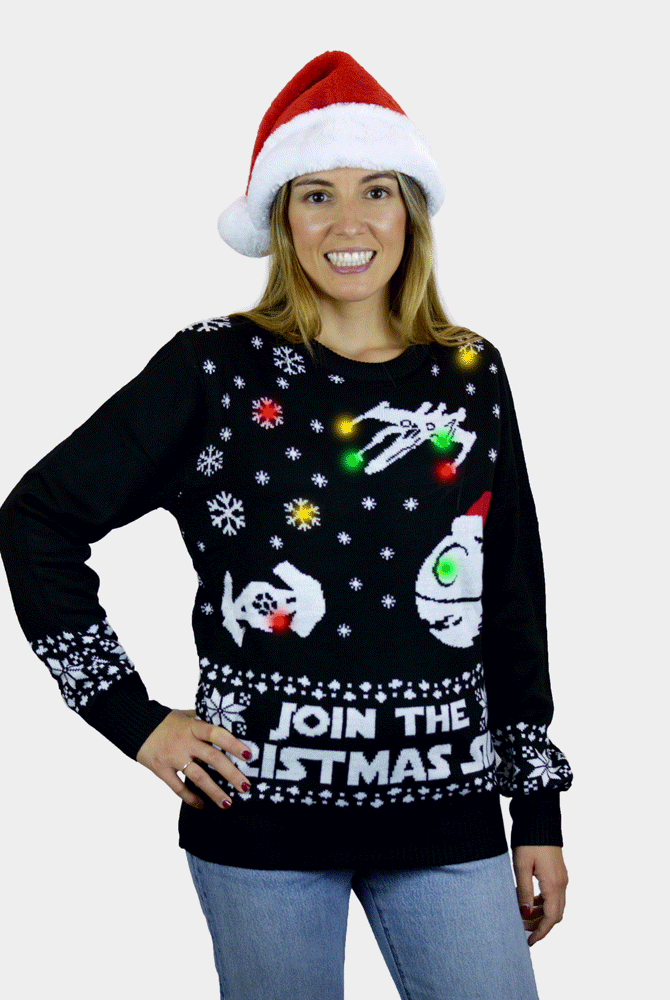 Damen Weihnachtspullover mit LED – Join the Christmas Side