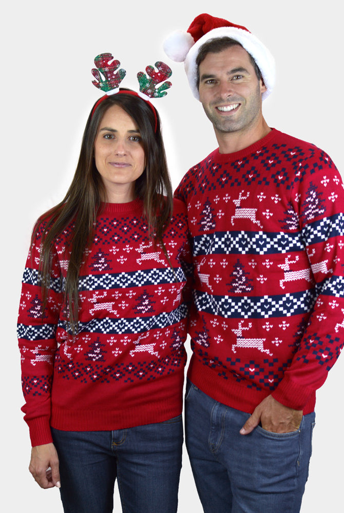 Damen Weihnachtspullover Rot Canada paar