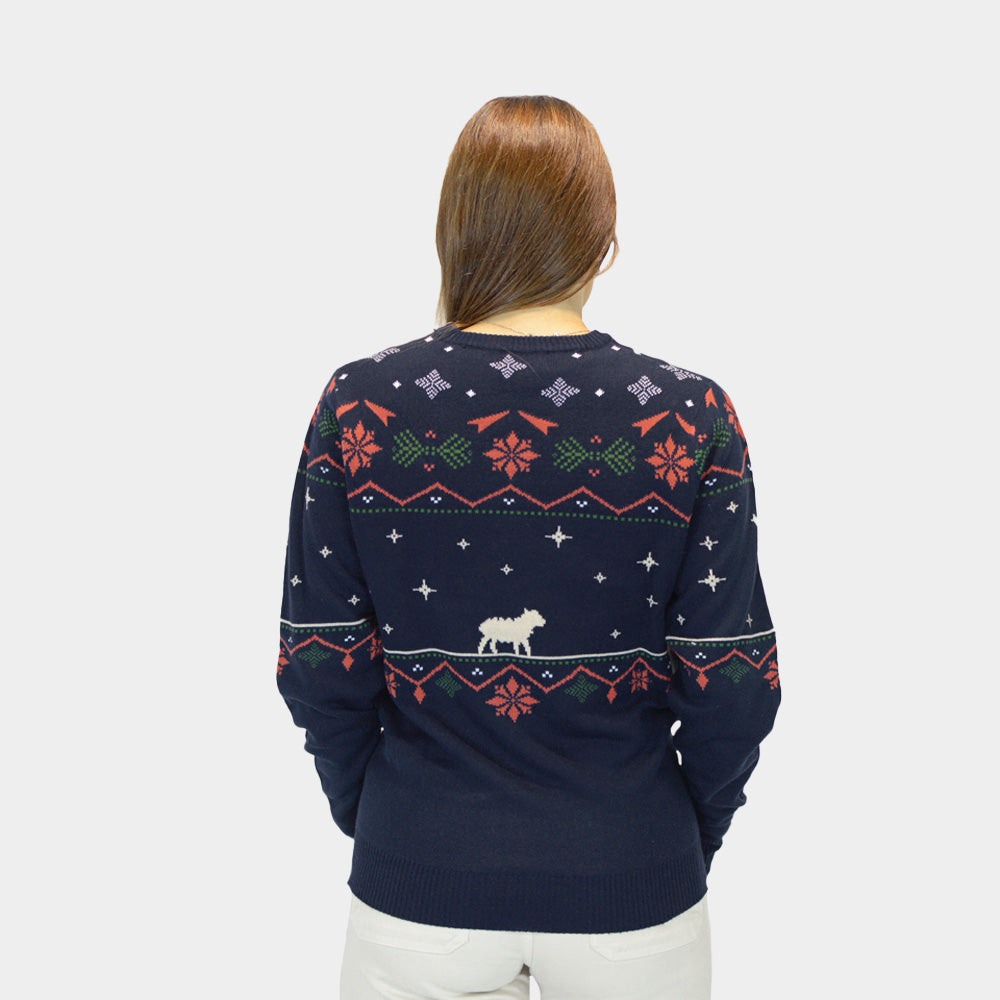Damen Weihnachtspullover Weihnachtskrippe