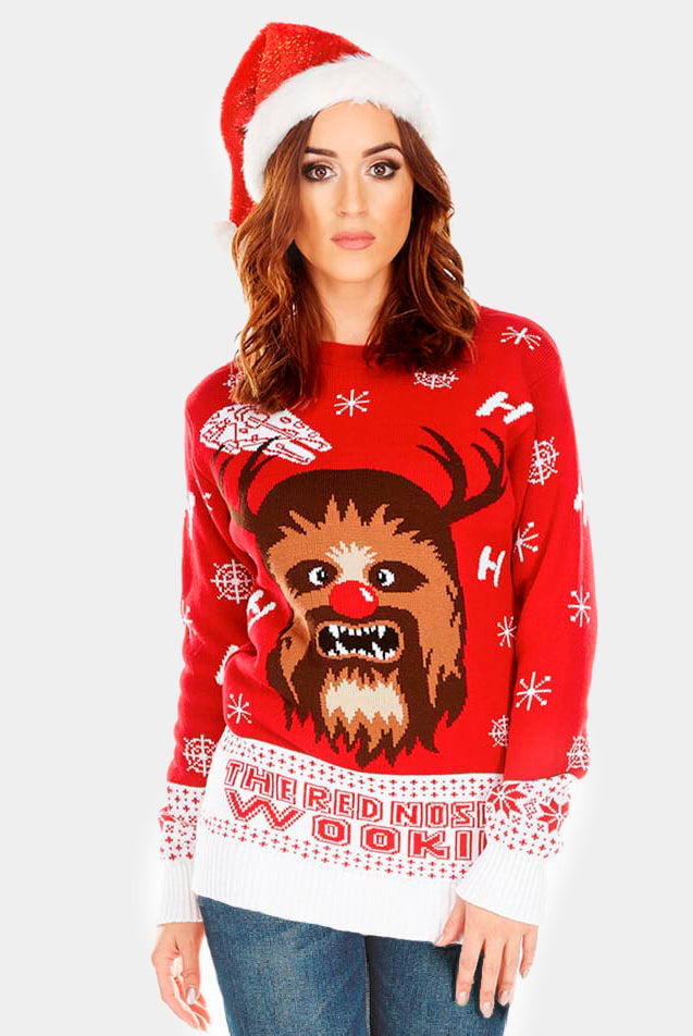 Damen Weihnachtspullover Rot Wookiee