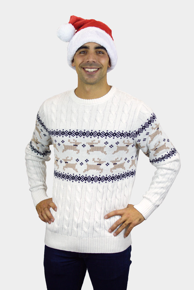 Familien Weihnachtspullover Elegant Weiß "Alaska" Herren