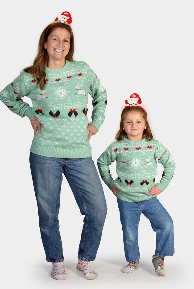 Familien Weihnachtspullover Grün "Sweet Christmas"
