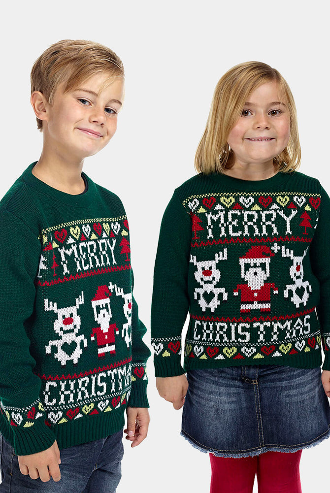 Familien Weihnachtspullover Kinder Merry Christmas
