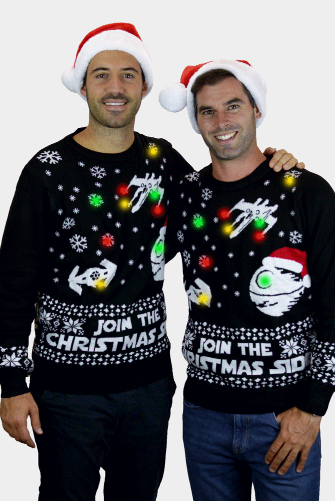 Herren Weihnachtspullover mit LED – Join the Christmas Side