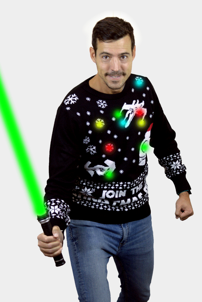 Herren Weihnachtspullover Star Wars mit LED – Join the Christmas Side