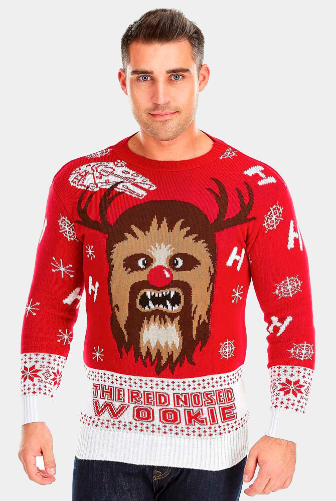 Herren Weihnachtspullover Rot Wookiee