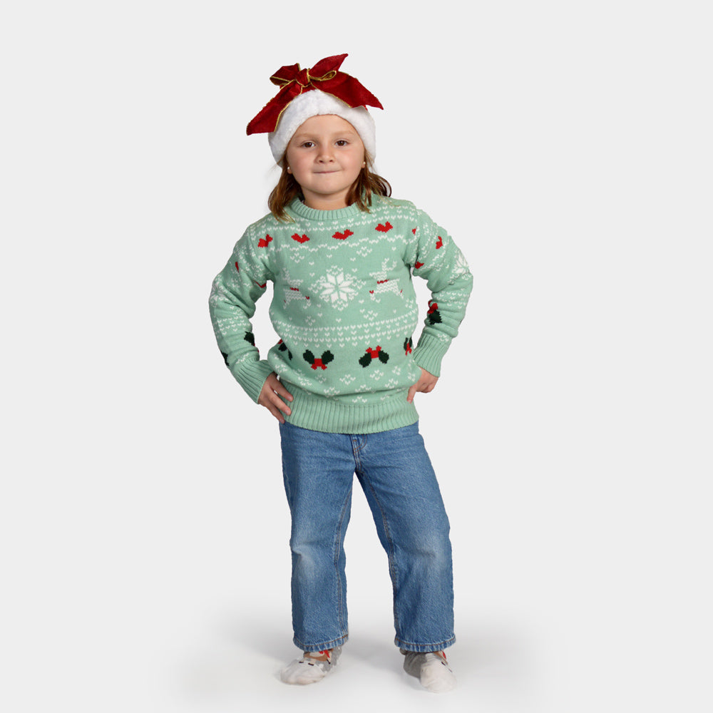Kinder Weihnachtspullover Grün "Sweet Christmas"