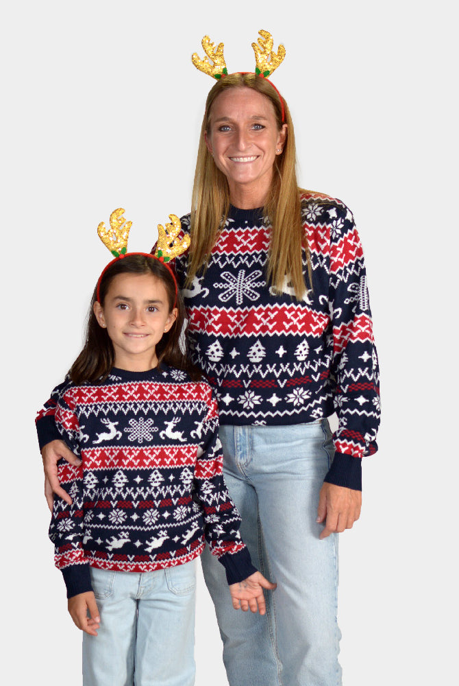 Kinder Weihnachtspullover mit Rentieren und Weihnachtsmotiven familien