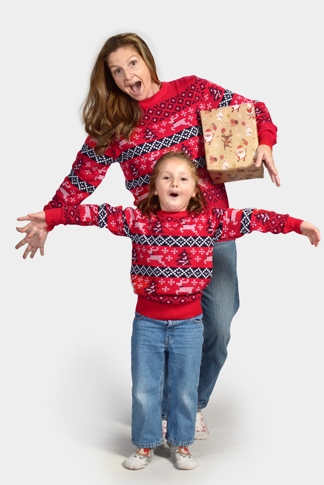 Kinder Weihnachtspullover Rot Canada Familien