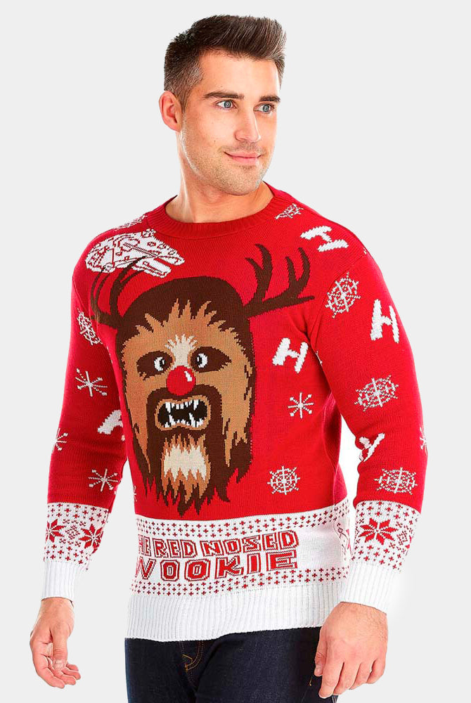 Rot Herren Weihnachtspullover Wookiee