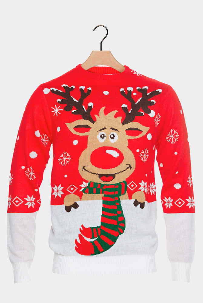 Weihnachtspullover Paare Rot Rudolf Schal