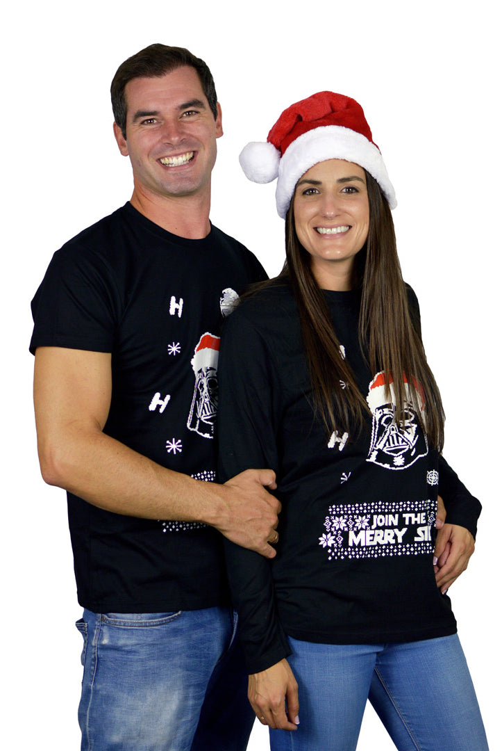 Weihnachts langarm T-shirt in Schwarz für Damen und Herren - Join the Merry Side