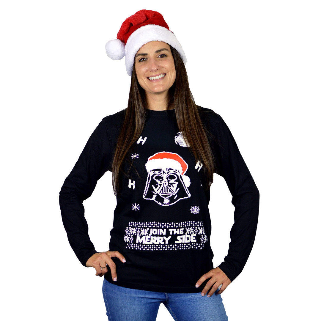 Weihnachts langarm T-shirt in Schwarz für Damen Join the Merry Side