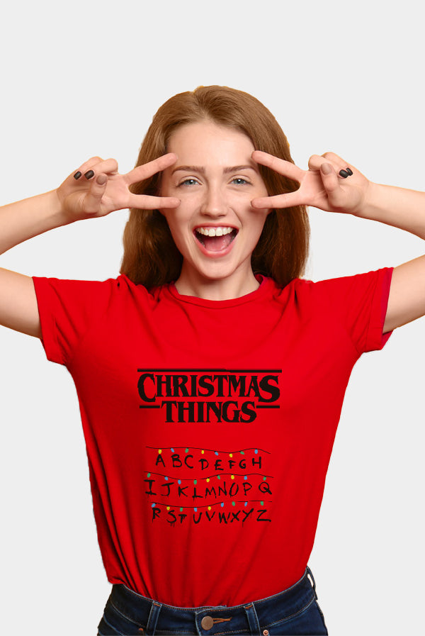 Weihnachts T-shirt in Rot für Damen Christmas Things