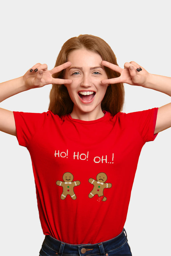 Weihnachts T-shirt in Rot für Damen - Gingerbread