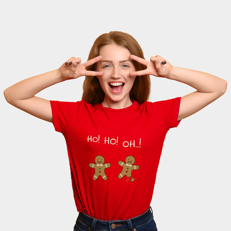 Weihnachts T-shirt in Rot für Damen - Gingerbread