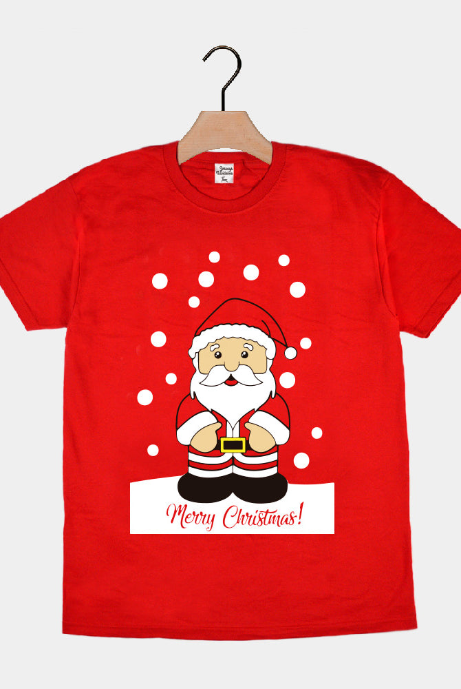 Weihnachts T-shirt in Rot für Damen und Herren mit Weihnachtsmann
