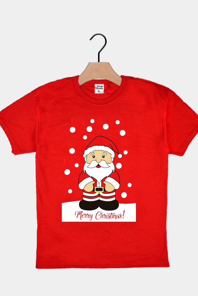 Weihnachts T-shirt in Rot für Kinder mit Weihnachtsmann