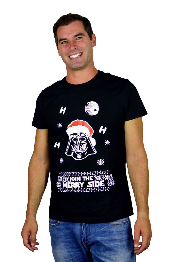 Weihnachts T-shirt in Schwarz für Herren Join the Merry Side