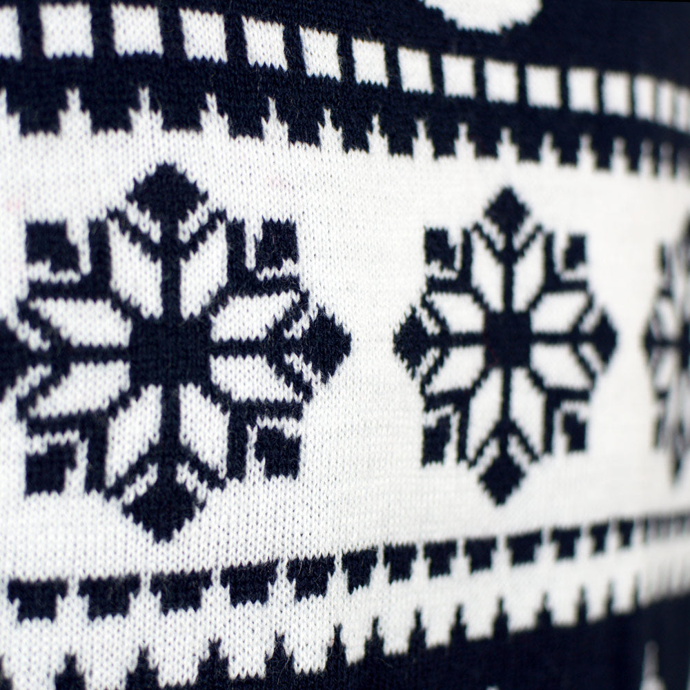 Weihnachtspullover Damen Blau mit Rentieren und Schneeflocken