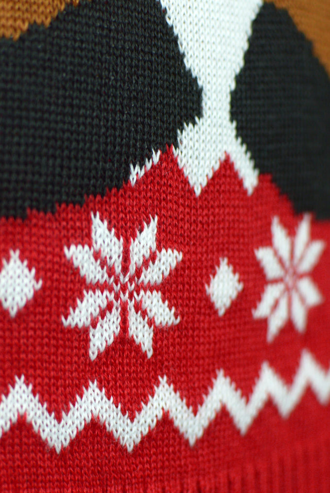 Weihnachtspullover für Damen in Rot Rentier Rudolph Halstuch