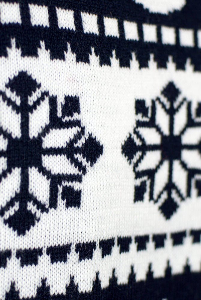 Weihnachtspullover Herren Blau mit Rentieren und Schneeflocken