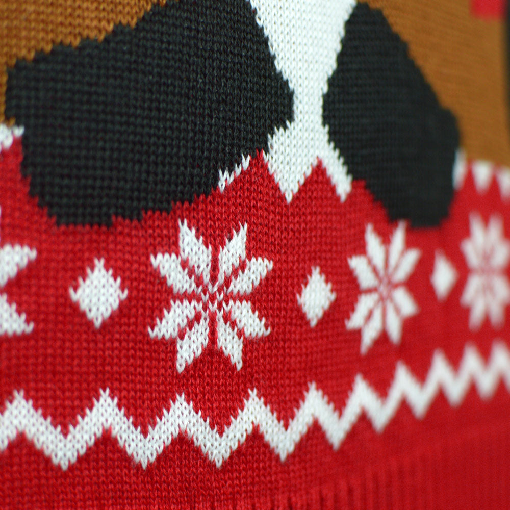 Weihnachtspullover für Herren Rudolph in Rot Rentier mit Halstuch