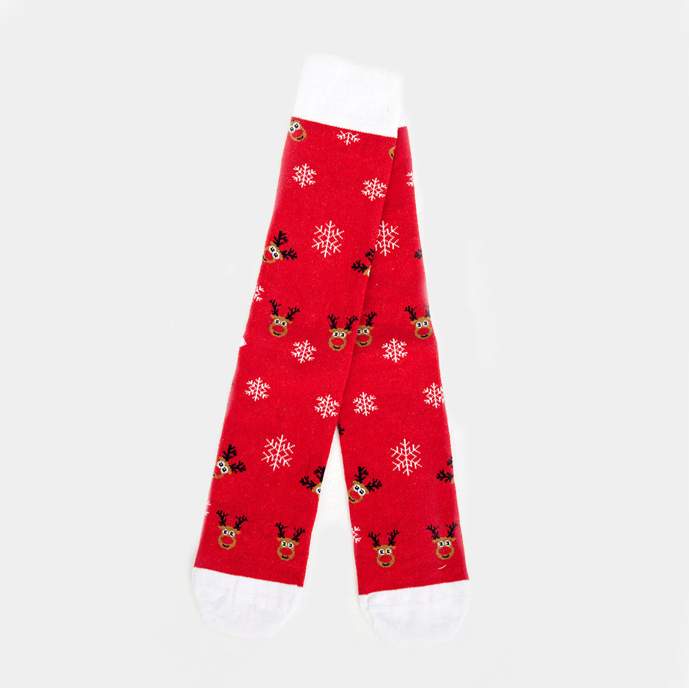 Unisex-Weihnachtssocken Rot mit Rentier Rudolph