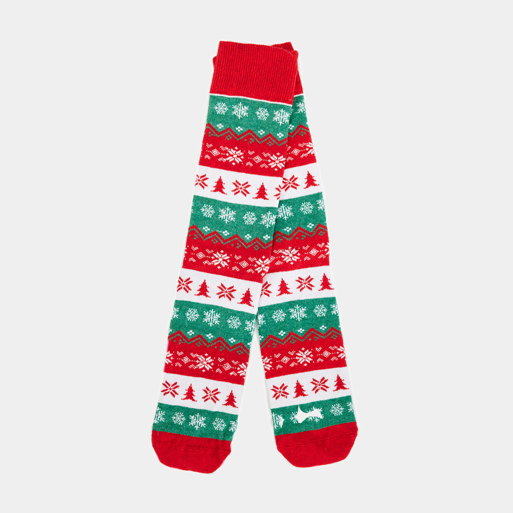 Unisex-Weihnachtssocken in Grün, Rot und Weiß