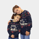 Blau Kinder Weihnachtspullover Weihnachtskrippe
