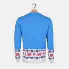 Kinder Weihnachtspullover Blau mit Rentier Schnee
