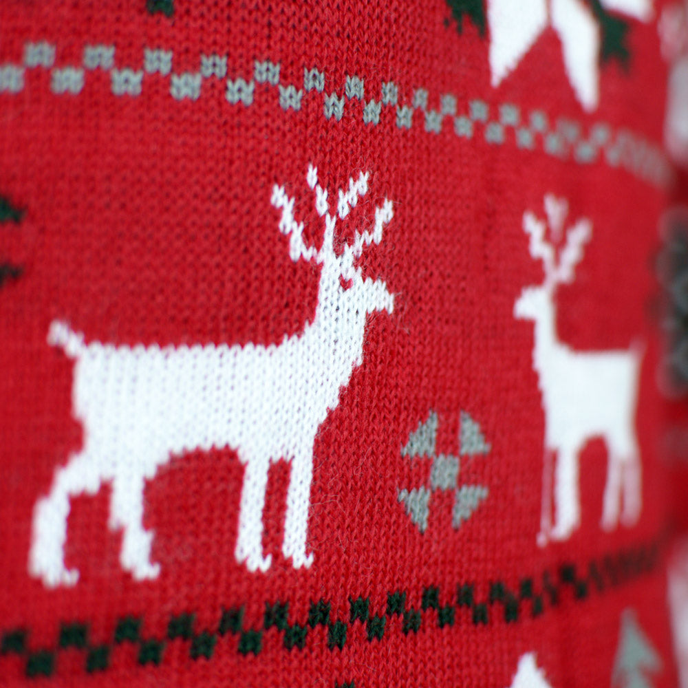 Damen Rot Sternen Rentieren Weihnachtsbäumen Weihnachtspullover 
