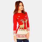 Damen Weihnachtskleid Rot mit Baby-Rentier