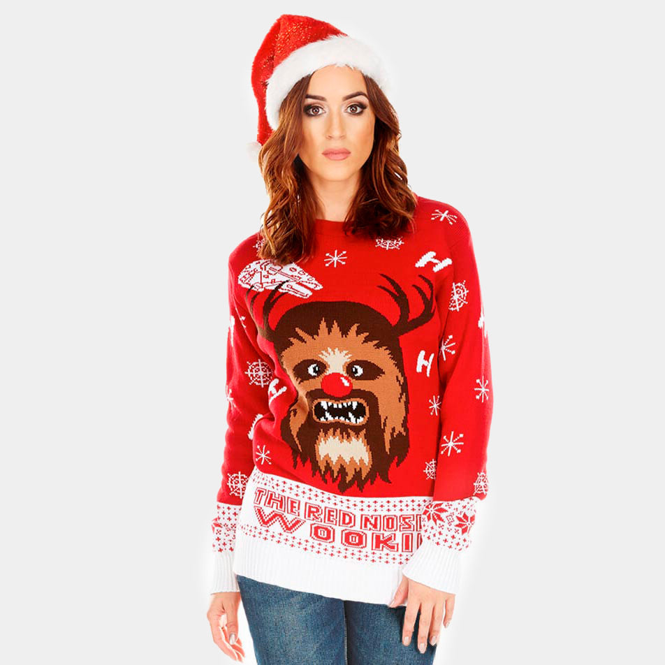 Damen Weihnachtspullover Rot Wookiee
