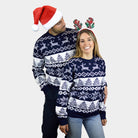 Familien Weihnachtspullover Blau Nordpol Paar
