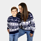 Familien Weihnachtspullover Blau Nordpol
