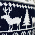 Familien Weihnachtspullover Blau mit Rentieren Weihnachtsbäumen
