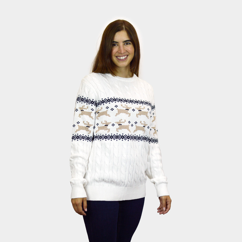 Familien Weihnachtspullover Elegant Weiß "Alaska" Damen
