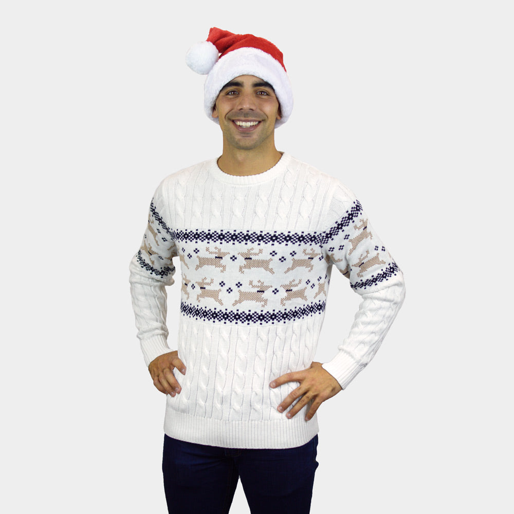 Familien Weihnachtspullover Elegant Weiß "Alaska" Herren