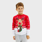 Familien Weihnachtspullover Kinder Rot Rudolf mit Schal
