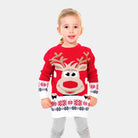 Familien Weihnachtspullover Rot mit Rentier und Schnee Kinder
